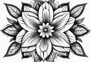flower with geometric with leaves tattoo idea