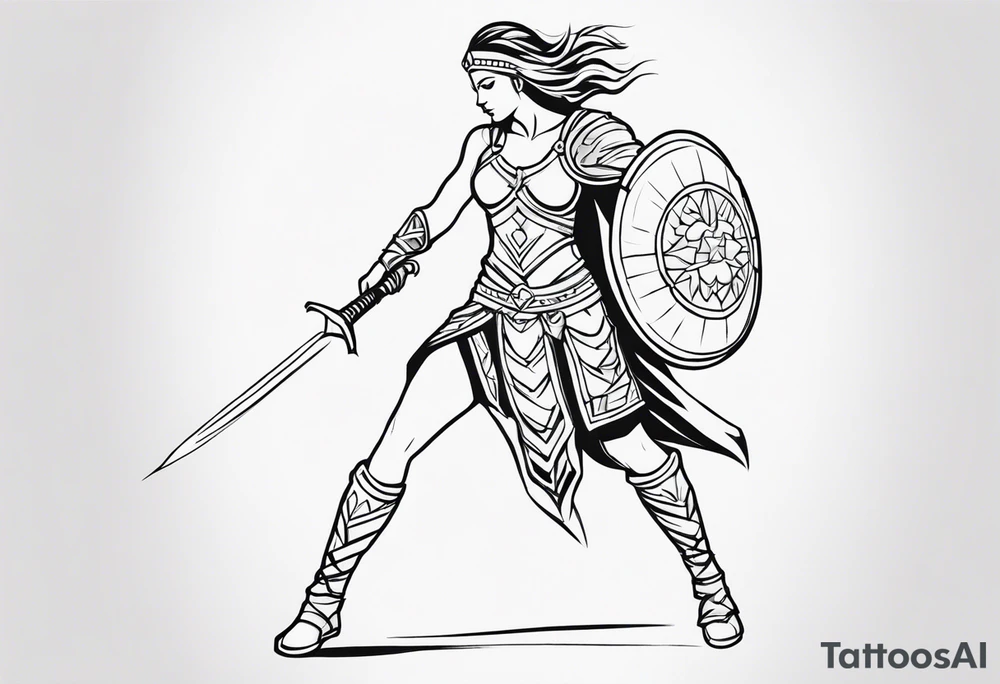 Female gladiator full body tattoo idea