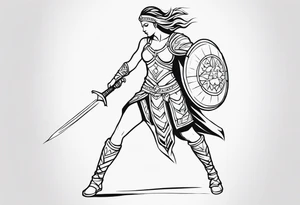 Female gladiator full body tattoo idea