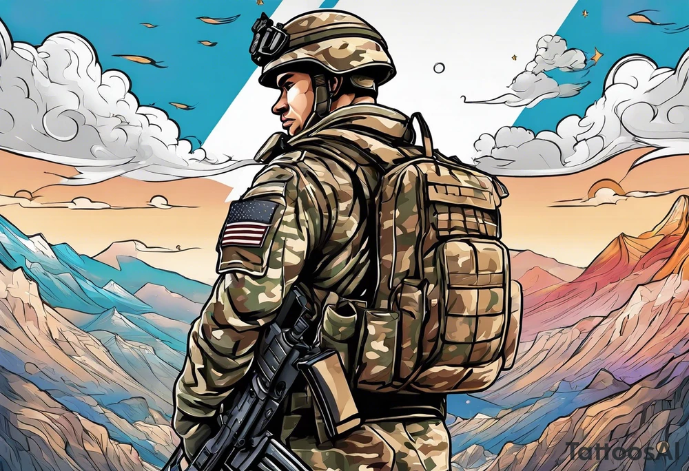 soldier reaching for the sky tattoo idea