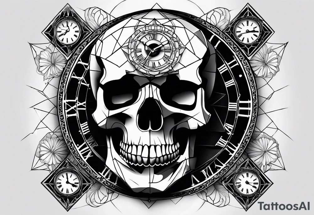 sacredgeometry, skull, clock, life, love tattoo idea