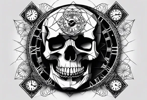 sacredgeometry, skull, clock, life, love tattoo idea