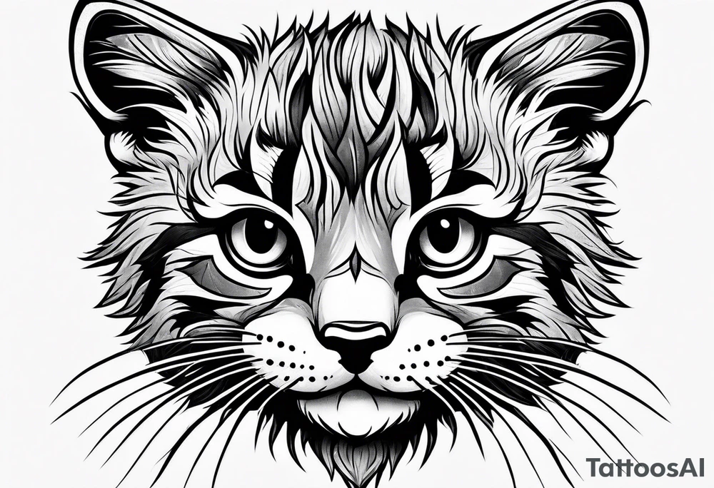 Super cute happy wildcat cub tattoo idea