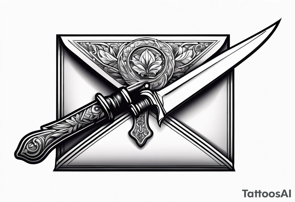 envelope with wax stamp with letter opener on top tattoo idea