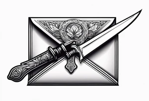 envelope with wax stamp with letter opener on top tattoo idea