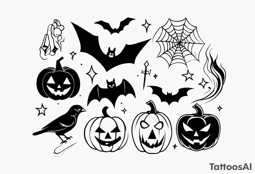 Halloween themed flash sheets tattoo idea
