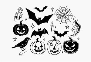 Halloween themed flash sheets tattoo idea