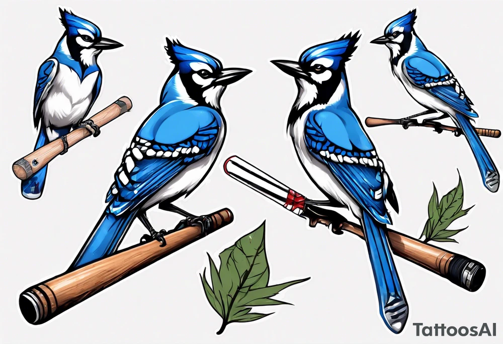 bluejay with cricket bat tattoo idea