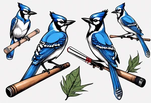 bluejay with cricket bat tattoo idea