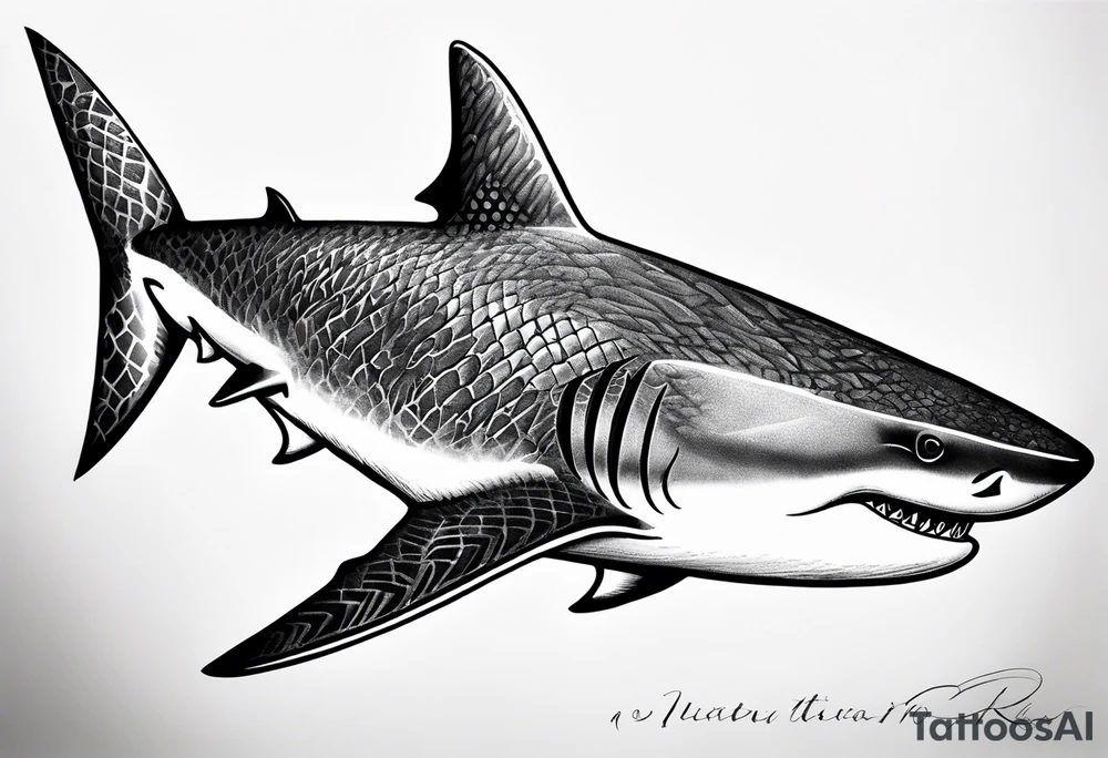 a shark blackwork tattoo for my calf tattoo idea