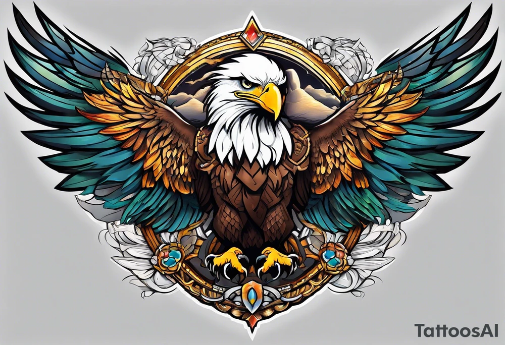 Eagle chest tattoo idea