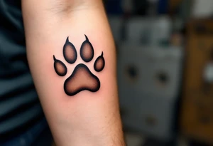 Coordinated matching paw prints in rich brown ink reflect a shared love for pets and loyalty. tattoo idea