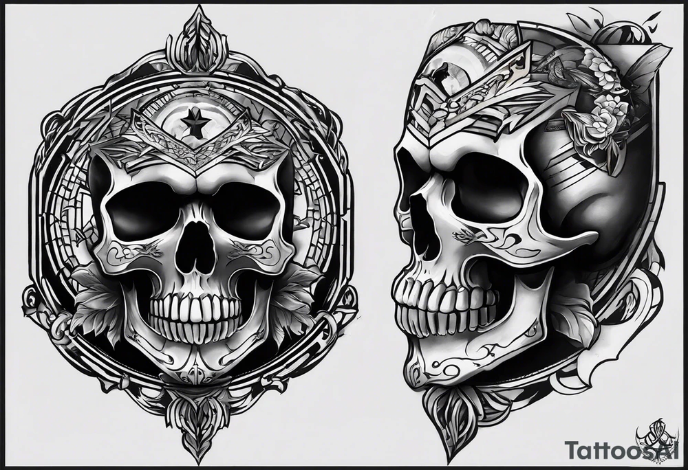 Design a tattoo concept for the neck area that symbolizes the liberation of a skull from the constraints of human censorship. The design should incorporate elements that represent freedom, rebellion, and the breaking free from societal norms. Please provide a detailed description of the tattoo design, including the style, colors, and any symbolic elements that convey the message of liberation. tattoo idea