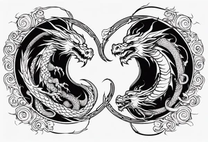 two dragons swirling to make a yin yang tattoo idea