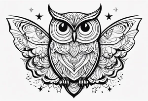Owl
 butterfly stars tattoo idea