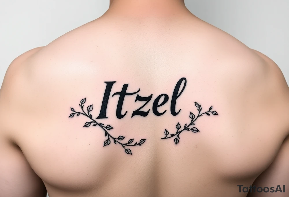 Itzel name on arm with vines around tattoo idea