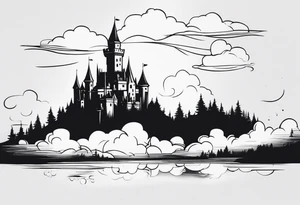 a castle floating in the sky tattoo idea