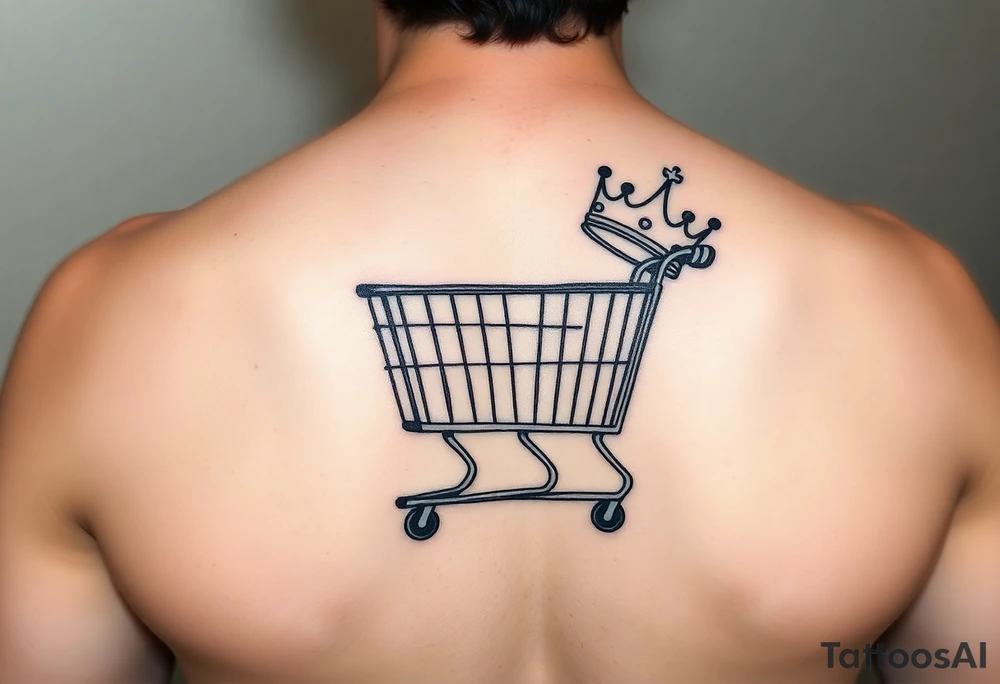 Shopping cart with a princess crown on the side tattoo idea