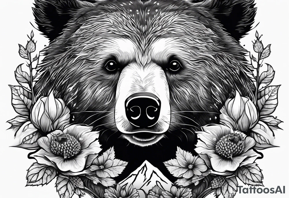 black bear and hedgehog, bear stands over hedgehog tattoo idea
