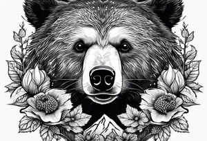black bear and hedgehog, bear stands over hedgehog tattoo idea