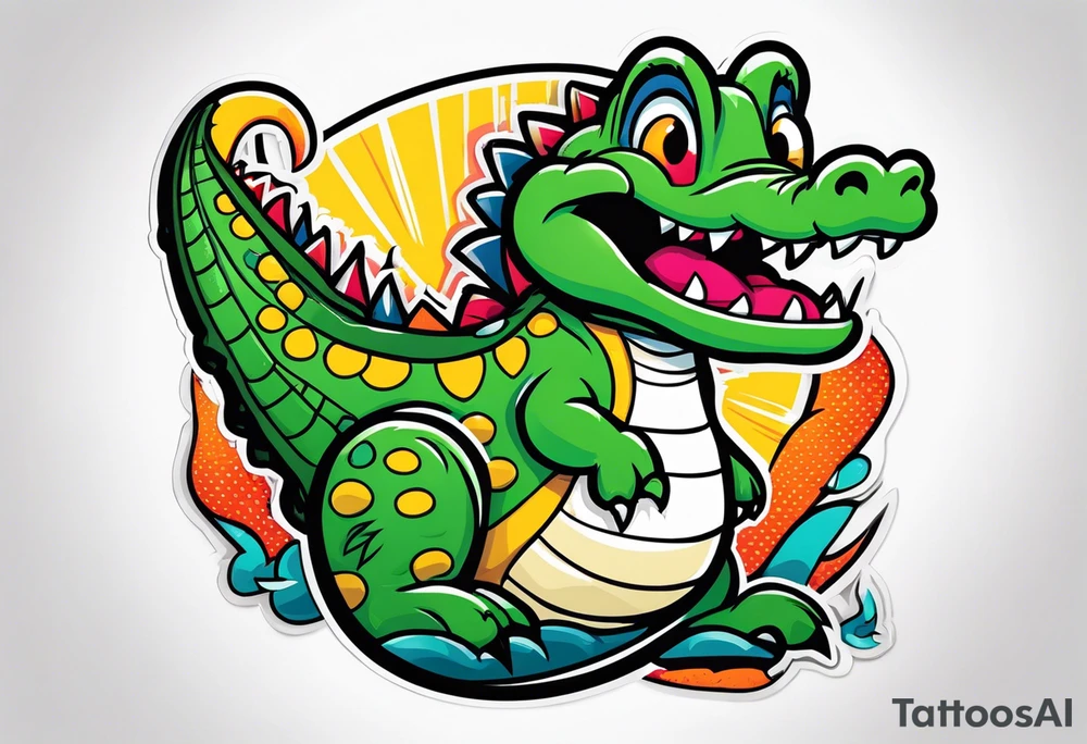 Pin up alligator tattoo idea