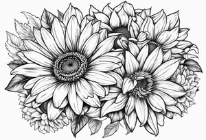 gerber daisy sunflower lily tattoo idea