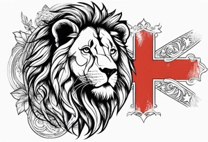 Lion tattoo with cross and armenian flag tattoo idea