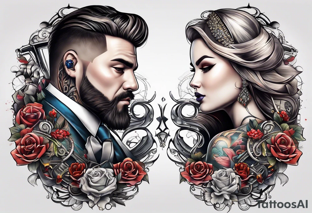 Couple working at casino tattoo idea