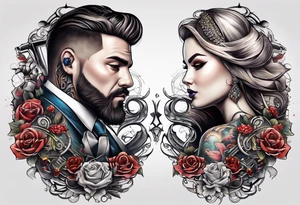Couple working at casino tattoo idea