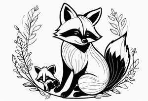Raccoon and fox stuffed animals playing together tattoo idea
