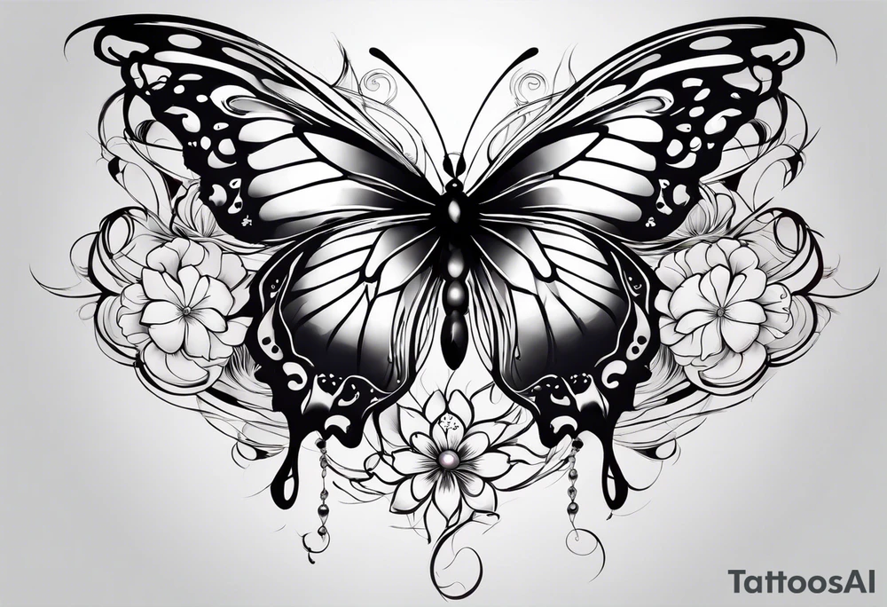 Butterfly with the middle of the butterfly is a japanese knot, fine line smoke/clouds sort of floating around and up, and lotus flower. My insipration is from a manga called xxHolic. I want the style to be flowy and loose and porcelain tattoo idea