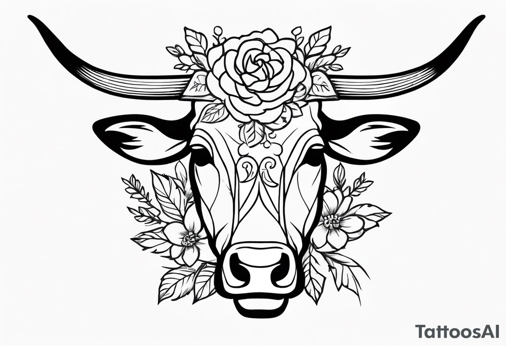 floral steer head with “well the devil can scrap but the lord has won” under it in cursive tattoo idea