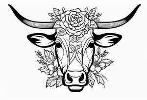 floral steer head with “well the devil can scrap but the lord has won” under it in cursive tattoo idea