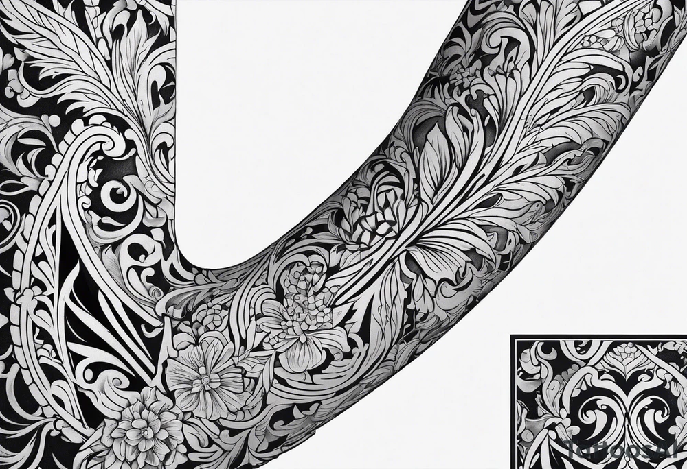 Filigree men’s leg tattoo tattoo idea