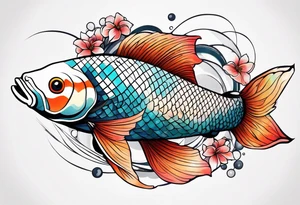 Geometric koi sleeve tattoo idea