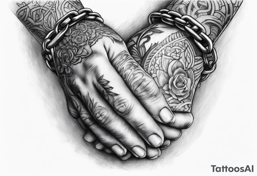 praying hands with chain tattoo idea