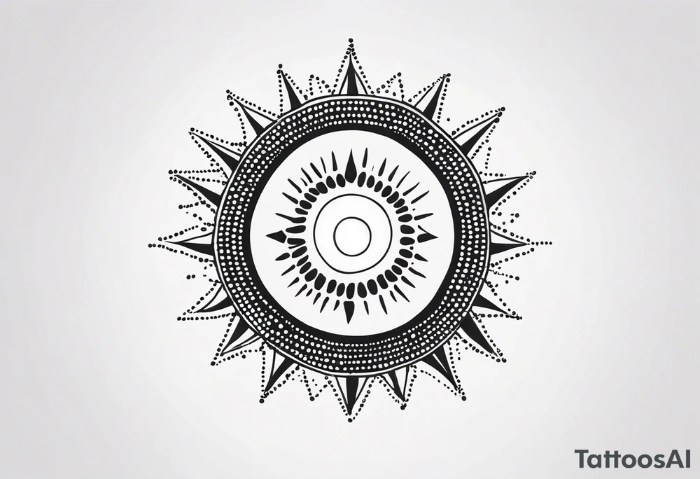 simple sunshine made of black dots tattoo idea