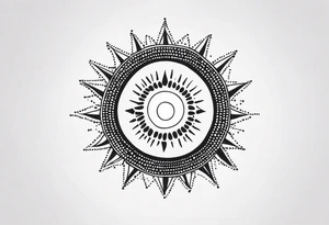simple sunshine made of black dots tattoo idea