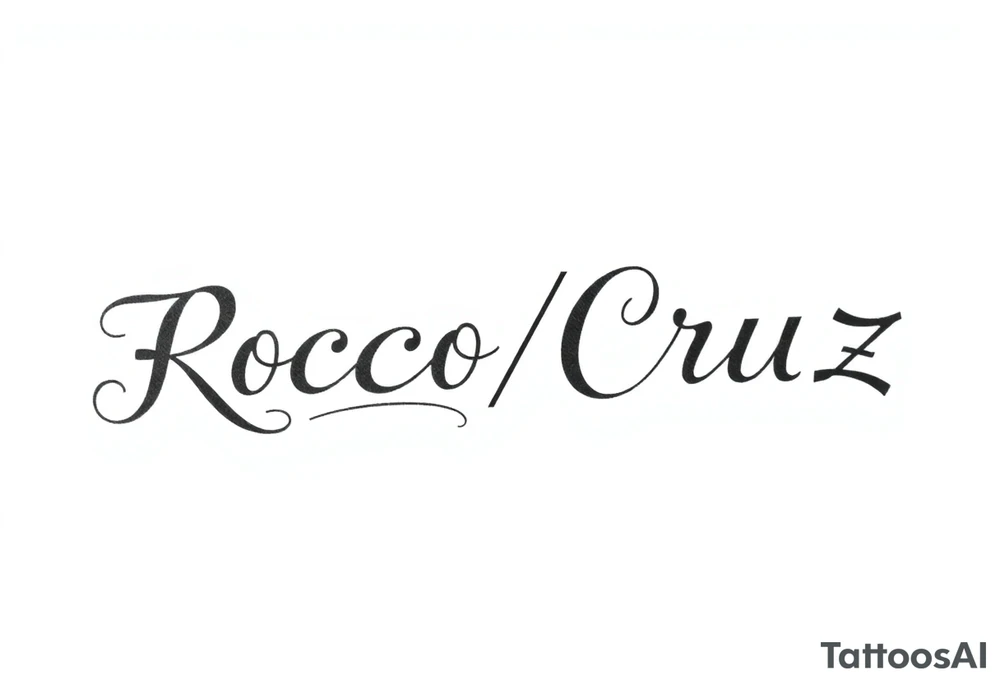 Rocco/Cruz asymmetrical Ambigram in calligraphy tattoo idea