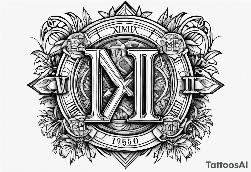 Roman numerals of December 27th 1950 with some sort of baseball design tattoo idea