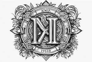 Roman numerals of December 27th 1950 with some sort of baseball design tattoo idea