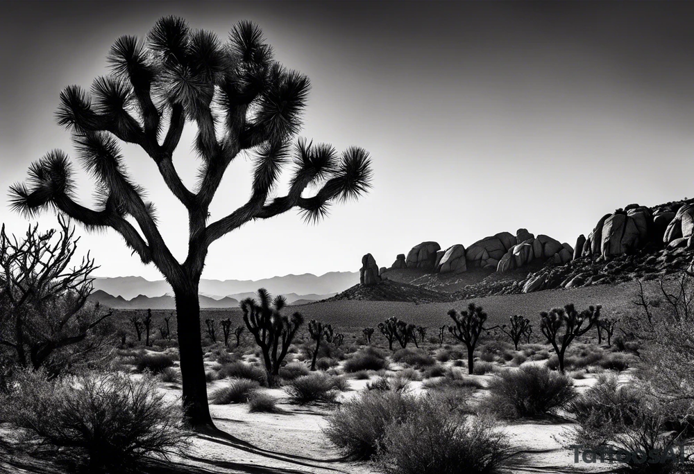 Joshua tree sunset tattoo idea