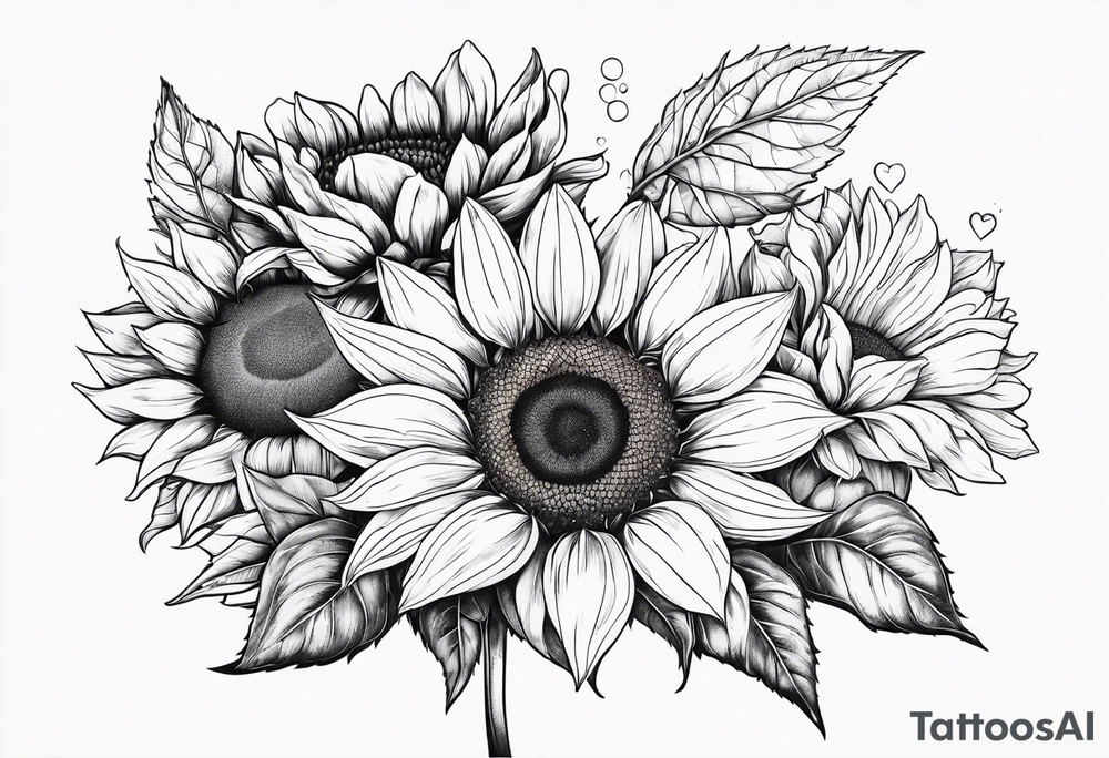 Sunflower, friendship, growth, strawberry wine, delicate, wildflowers tattoo idea