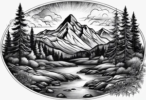 Mountains and rivers tattoo idea