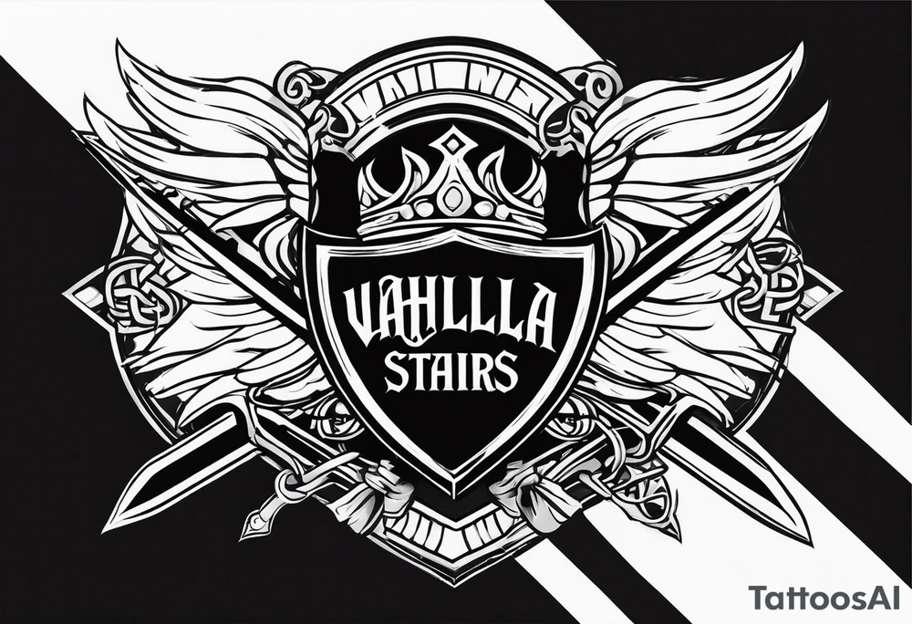 Valhalla Stairs sword shield tattoo idea