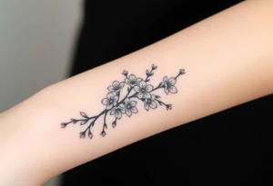 dagger cherry blossoms tattoo idea
