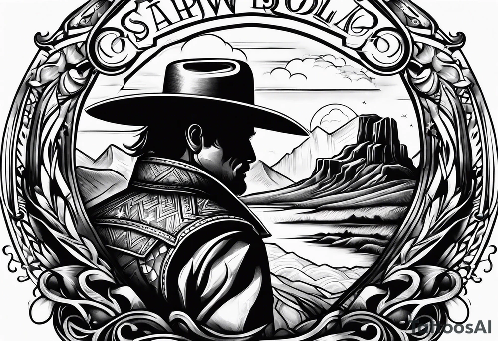 Country western cowboy saloon tattoo idea