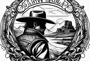 Country western cowboy saloon tattoo idea