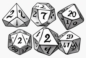 A large singular 20-sided dice with a 20 on top and numbers in the dice tattoo idea