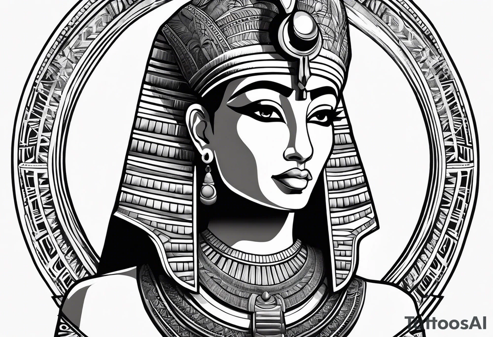black and white Egyptian goddess Isis tattoo idea